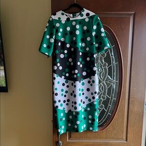 Anne Klein Green and Black Polka Dot Dress